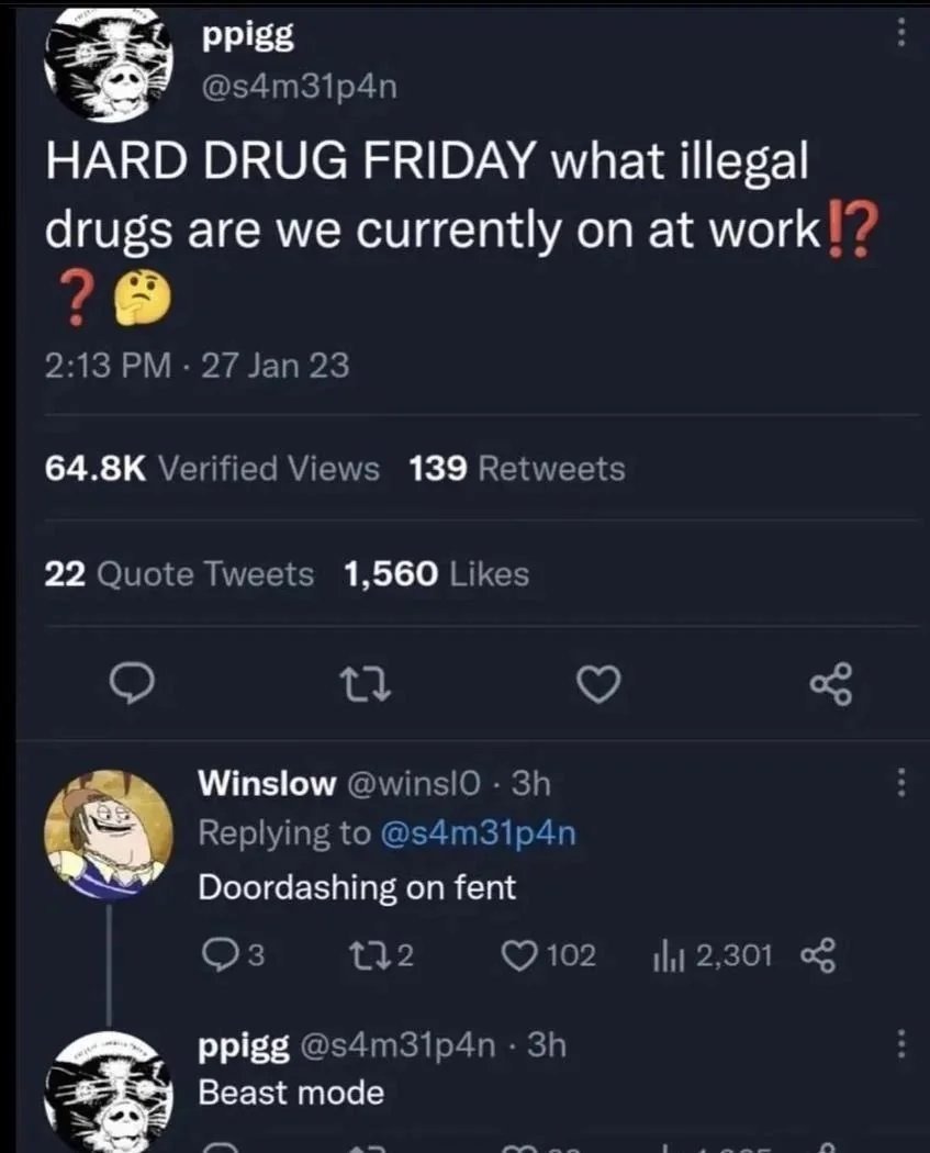 UberEats and fent lean in the streets - meme