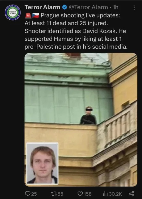 Pro palestines shooter in Prague - meme
