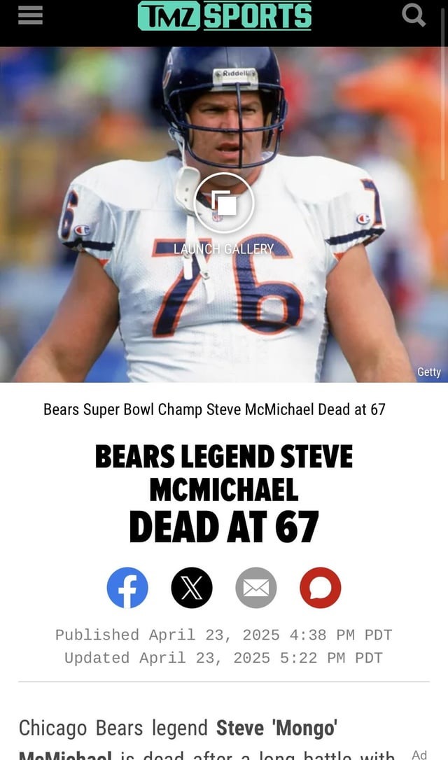 RIP Steve McMichael, a real legend on and off the field - meme