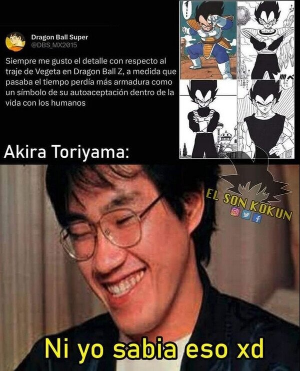 Toriyama viendo teorías sobre Vegeta: ni yo me sabía esa - meme