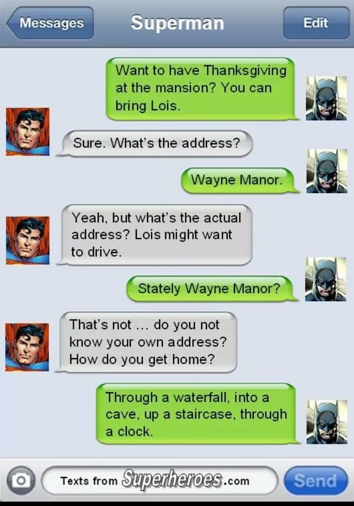 Batman, the only superhero who doesn't know their own address - meme