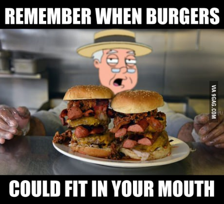 I love burgers. - meme