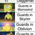 Guards in Elder Scrolls titles (sorry I didn't include spin-offs and Battlespire)