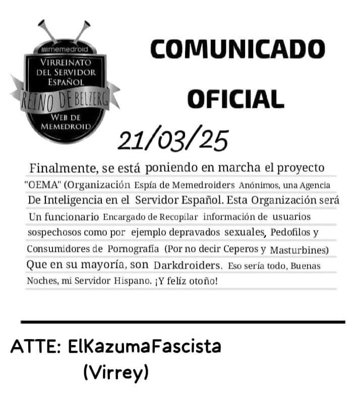 Ya estamos armando la Organización Espía de Memedroiders Anónimos. Los que estén interesados hablen conmigo por privado, hagan tendencia #1 esto, es importante, estoy haciendo más de el propio Presidente de Memedroid.