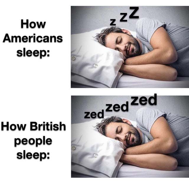 How Americans sleep vs how British sleep - meme