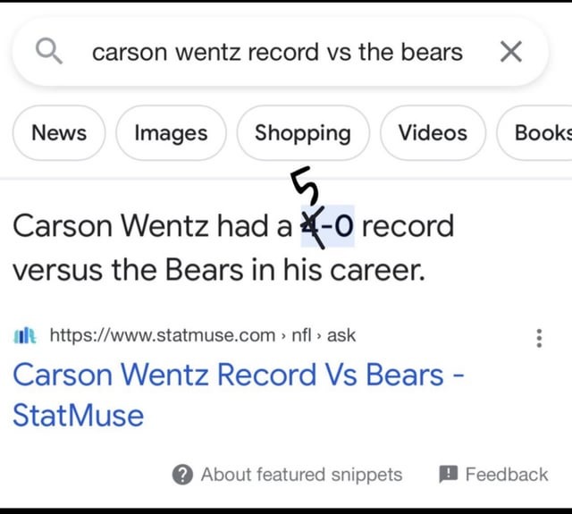Carson Wentz record - meme