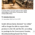 South Africa's too white farms may lose EU, UK access