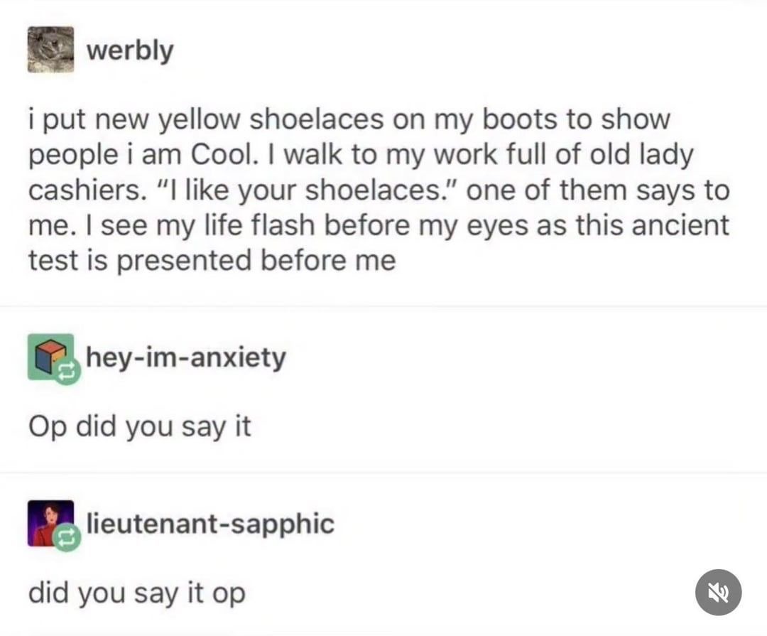 Cool shoelaces test: they said the phrase - Meme by Ghxsty :) Memedroid