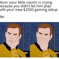 Your little cousin wants to play with your new expensive computer