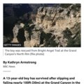 A 13-year-old boy survived a 100-foot fall at the Grand Canyon after he slipped while moving out of the way of a tourist taking a photo.