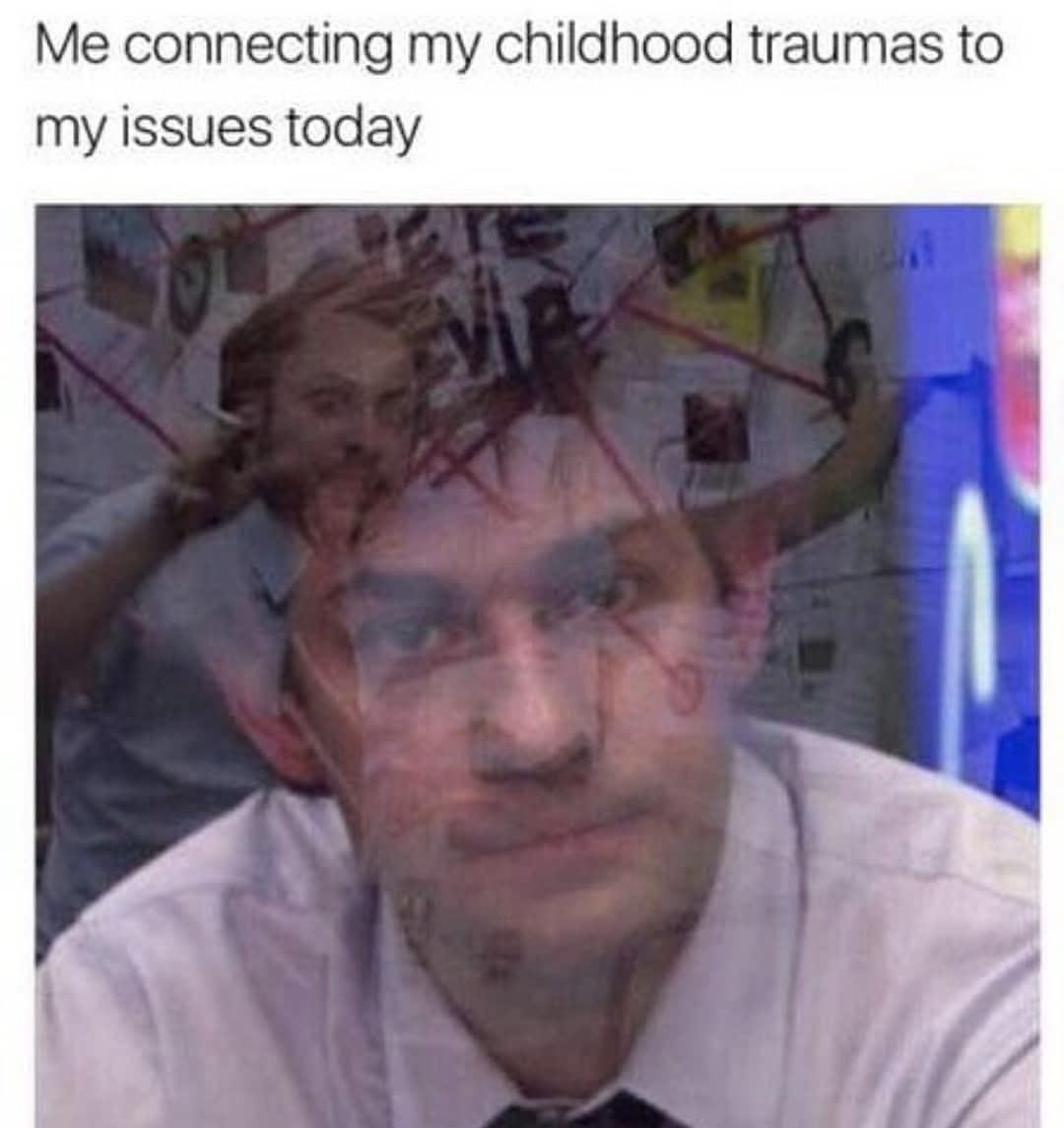 Connecting my childhood trauma like it’s true crime - meme