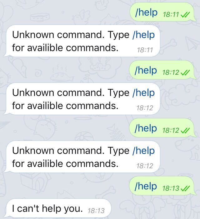 Telegram chat bots are hard to use - meme