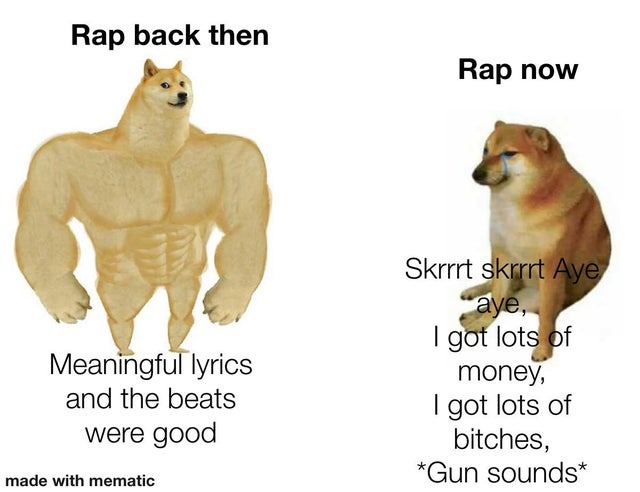 Rap back then vs Rap now - meme