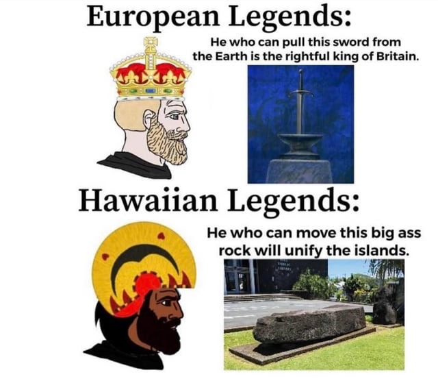European vs Hawaiian legends - meme
