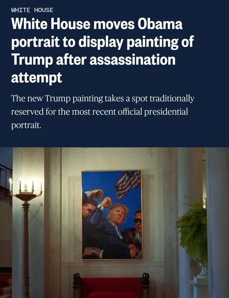 Obama out, Trump in. Portrait drama level: Presidential soap opera - meme