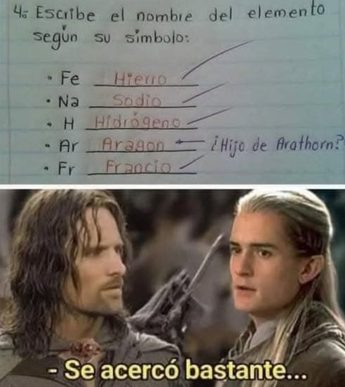 Escribió 'Hijo de Firathorn' y casi acierta el elemento - meme