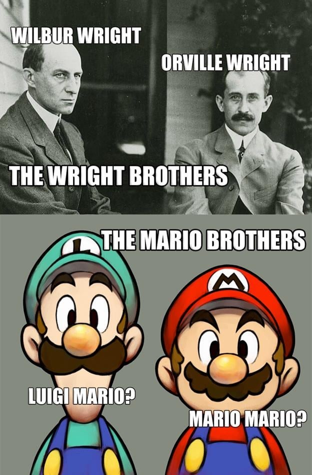 Mario Brothers and The Wright brothers - meme