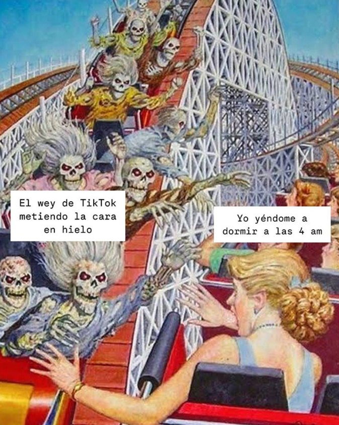 el tiktoker metiendo la cara en hielo y yo yéndome a dormir a las 4am - meme