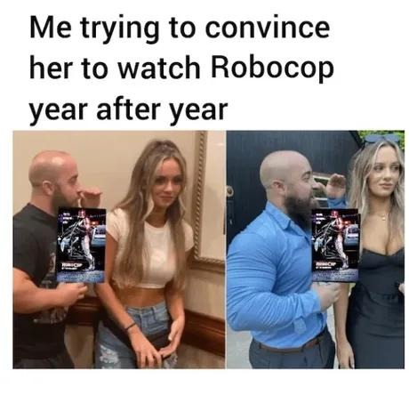 Every year, same fight: just watch Robocop already - meme