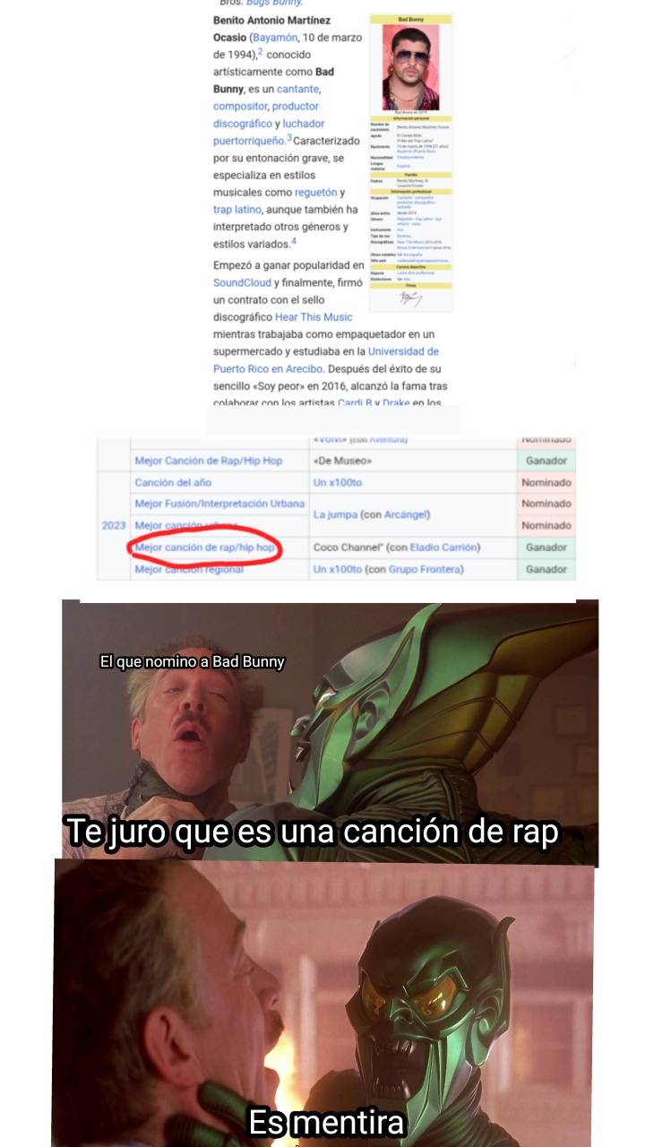 Quien fue el baboso que dijo que bad Bunny hace rap?! (2 años tarde, ya se) - meme