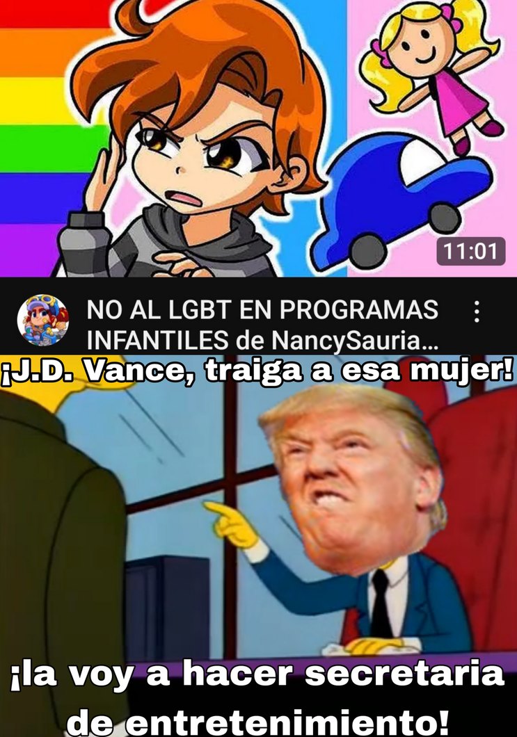 Estoy muy seguro de que si hubiera una secretaria de entretenimiento el trompas ya hubiera puesto a Ron DeSantis ahí xdddd - meme