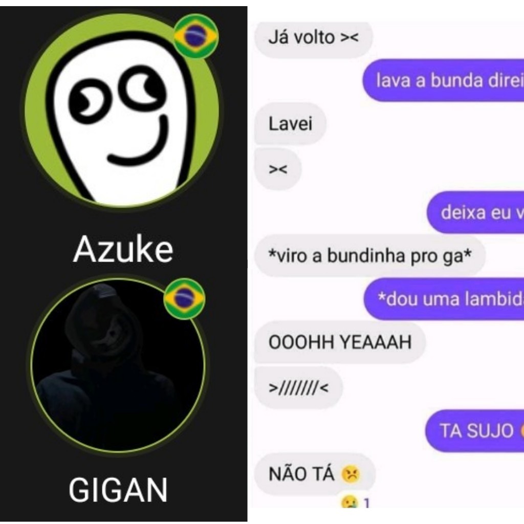 O chat dos dois revelado aí - meme