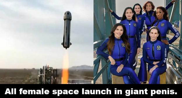 All female space launch in giant penis. - meme