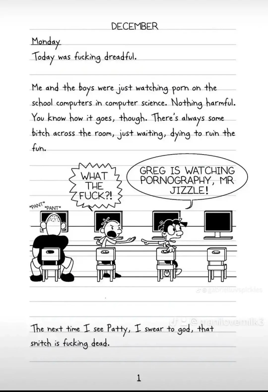 dongs in a diary of a college kid, page 1 (it's only funny if you see the whole story so let me cook mod or else you're gay, also, check the rest at my account) - meme