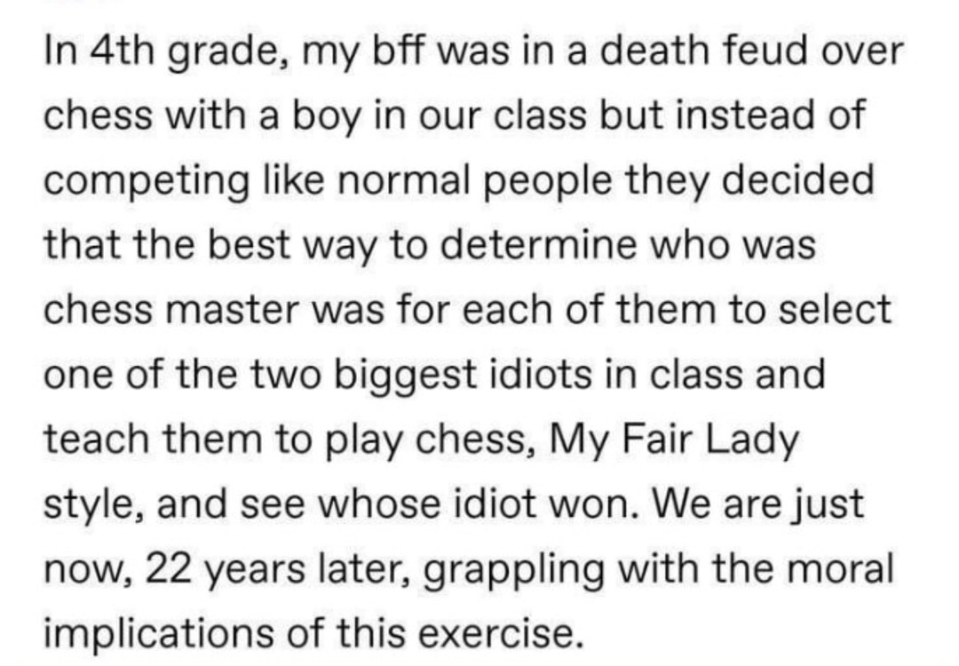 two idiots trained to fight in the great chess war of 4th grade - meme