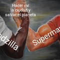 Meme de mr edición Godzilla y Superman