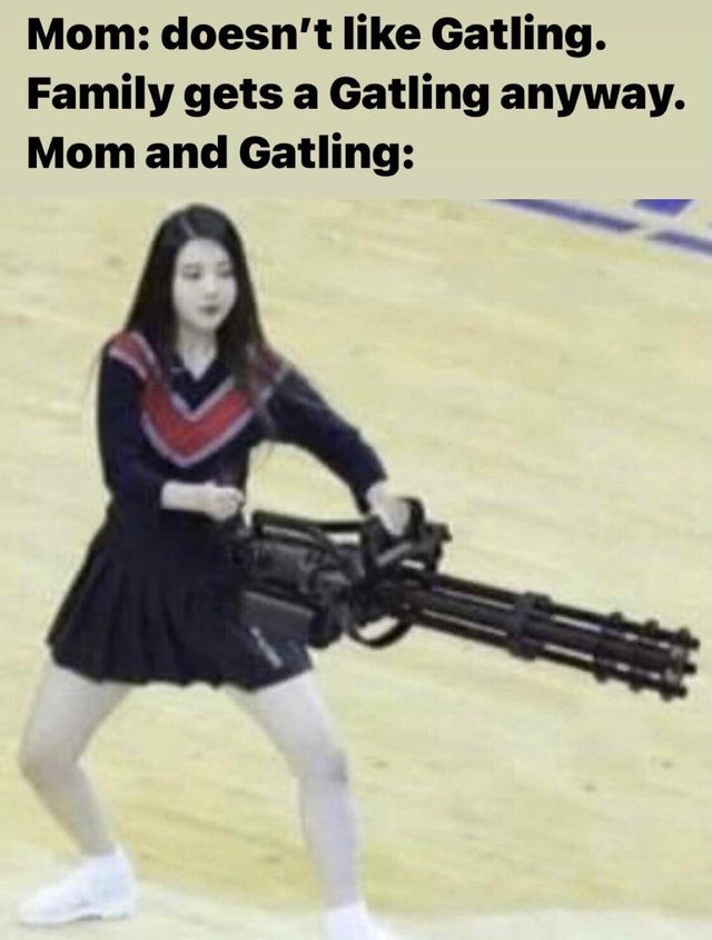 Mom now loves the Gatling - meme