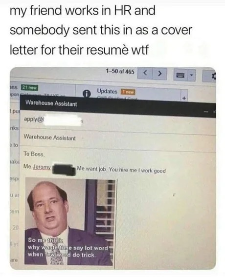 asking for a job with kevin from the office