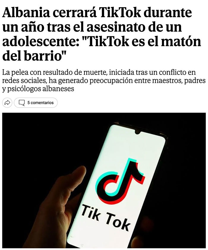Tiktok baneado en Albania - meme