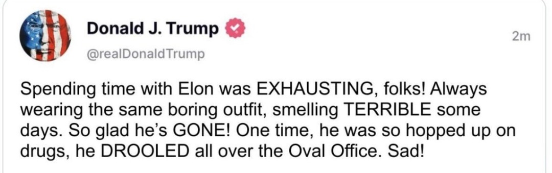 Trump roasts Elon like it’s a Comedy Central special - meme