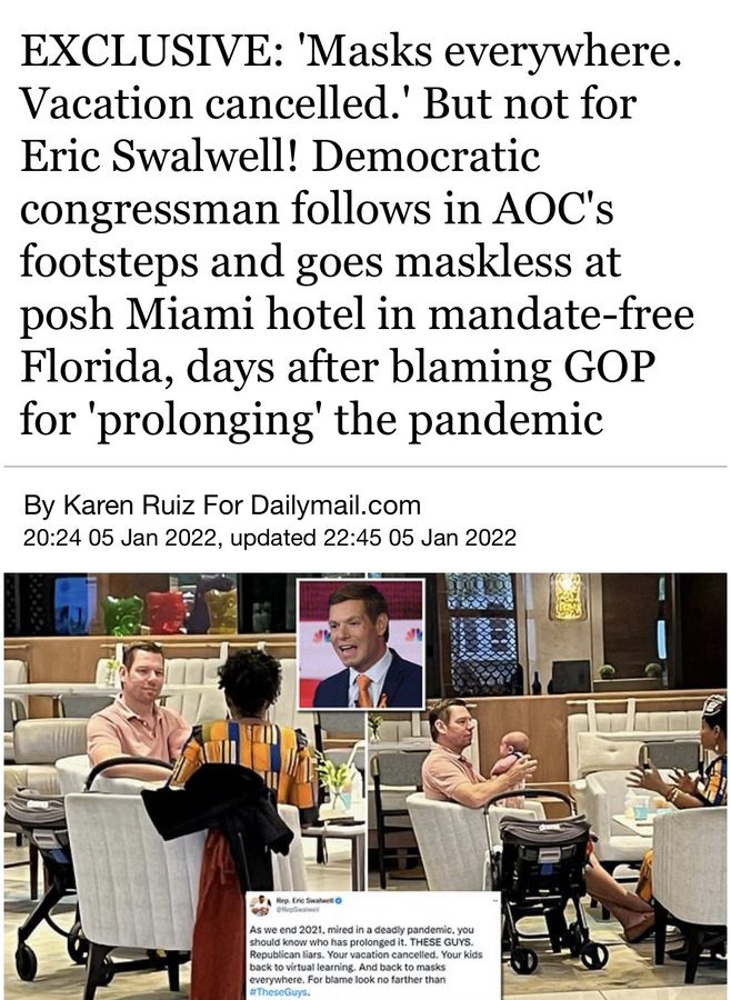 First, it was AOC caught enjoying Florida away from her communism, now it's Eric Swallows Well , the flatulent fucktard - meme