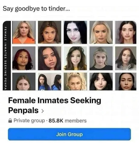 Female inmates seeking penpals - meme