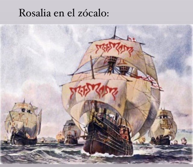 Rosalía llegando a su concierto en México - meme