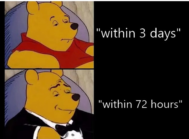 Within 72 hours - meme