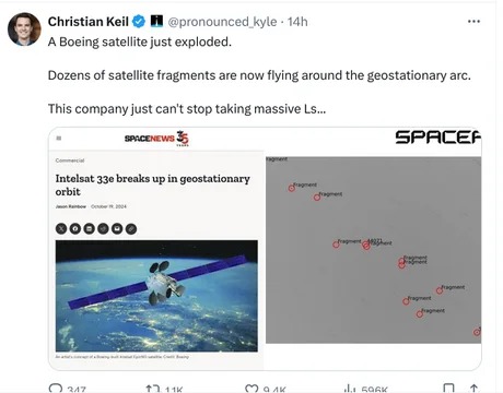 A Boeing satellite just exploded - meme