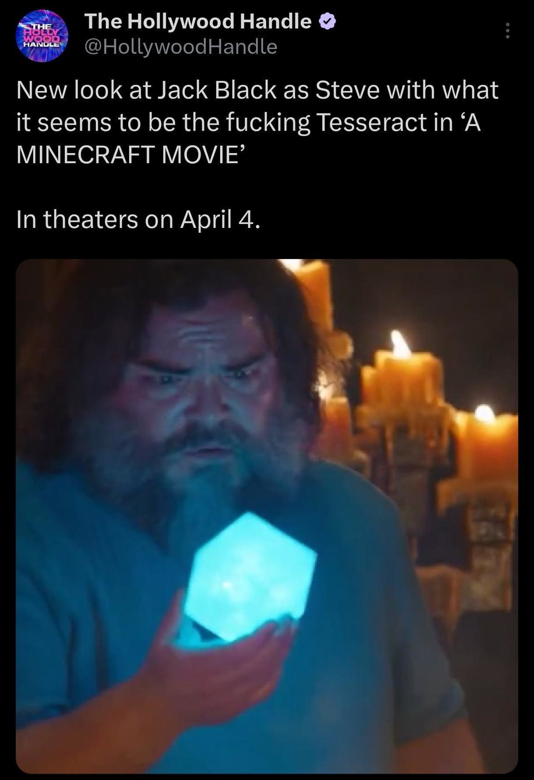 Jack Black holding the damn Tesseract in the Minecraft movie - meme