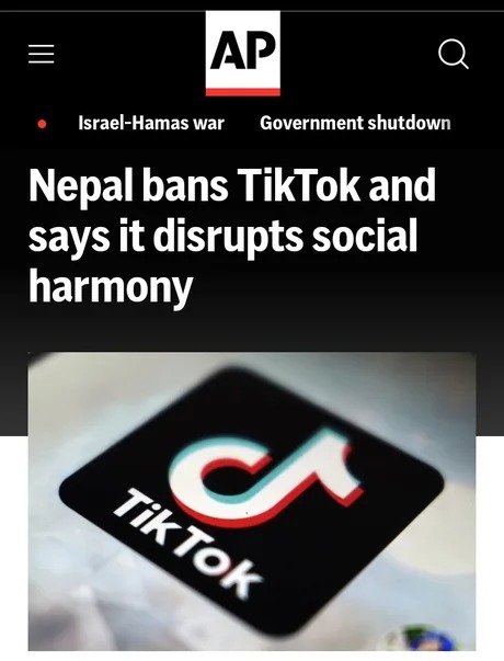 Nepal bans TikTok - meme