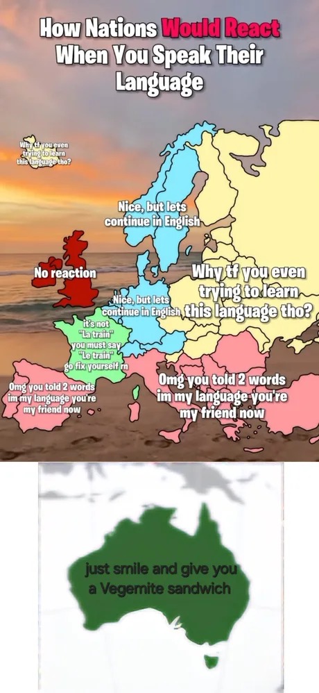 How nations would react when you speak their language - meme