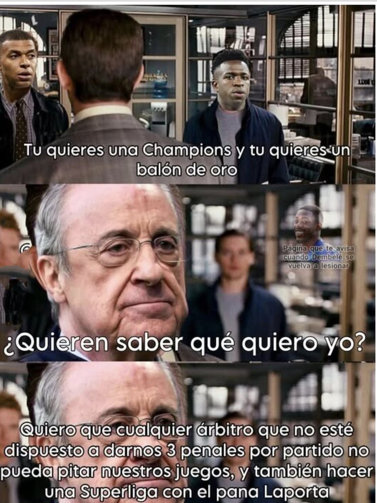 Tú quieres Champions, yo quiero árbitros regalones - meme