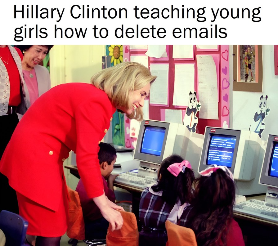 Hillary Clinton teaching young girls how to delete emails - HD - meme