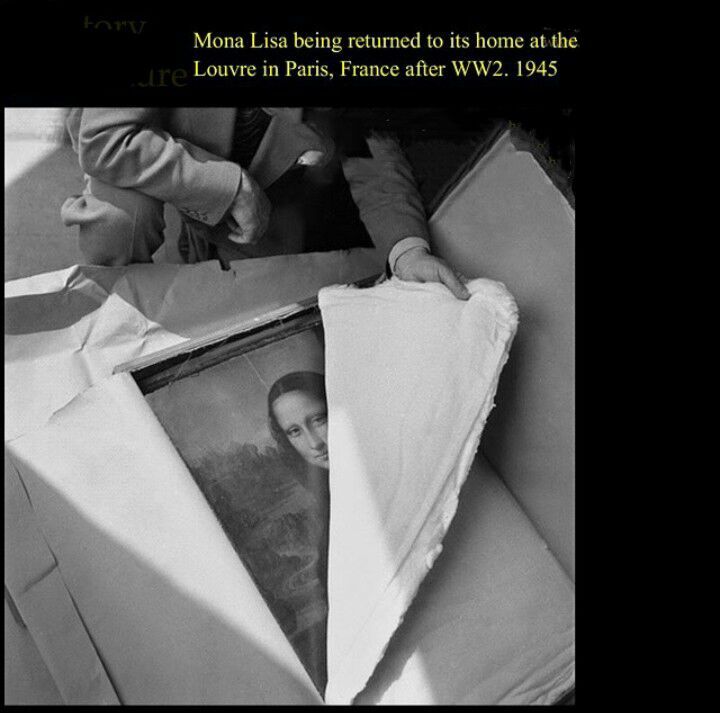 Mona lisa being returned to its home at the louvre in paris, fance after ww2. 1945 - meme