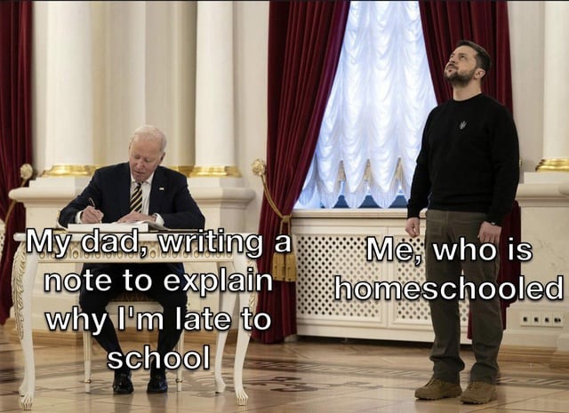 Writing a note to explain why i'm late to school - meme
