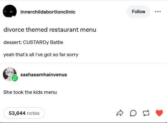The kids menu always disappears first - meme