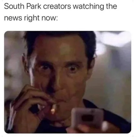 South park watching the January news - meme