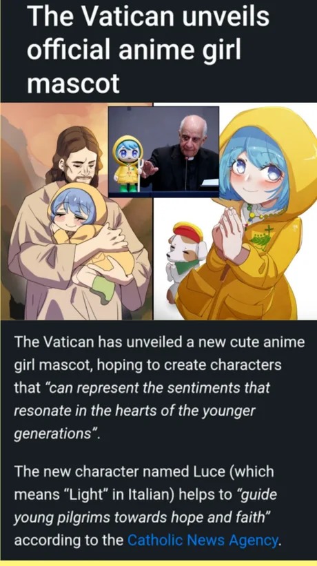 News on Luce, the Vatican anime mascot - meme