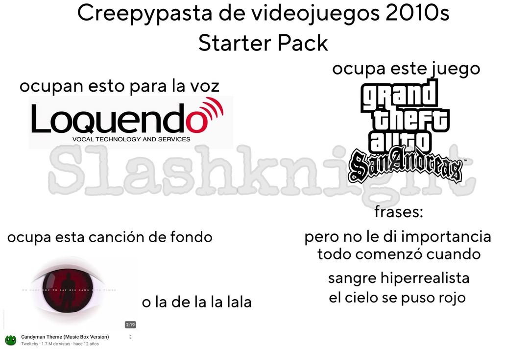 Creepypasta de videojuegos 2010s starter pack - meme